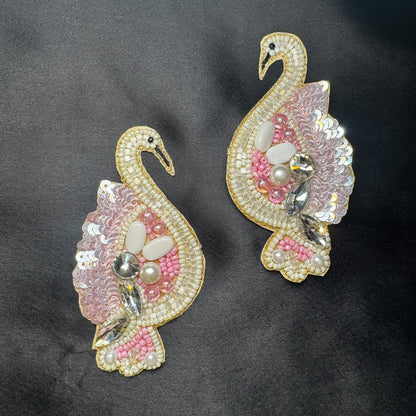 Twin Swan Embroidered Decorative Patches