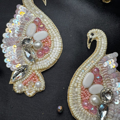 Twin Swan Embroidered Decorative Patches