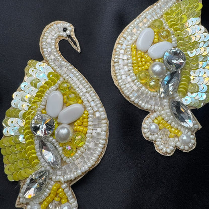 Twin Swan Embroidered Decorative Patches