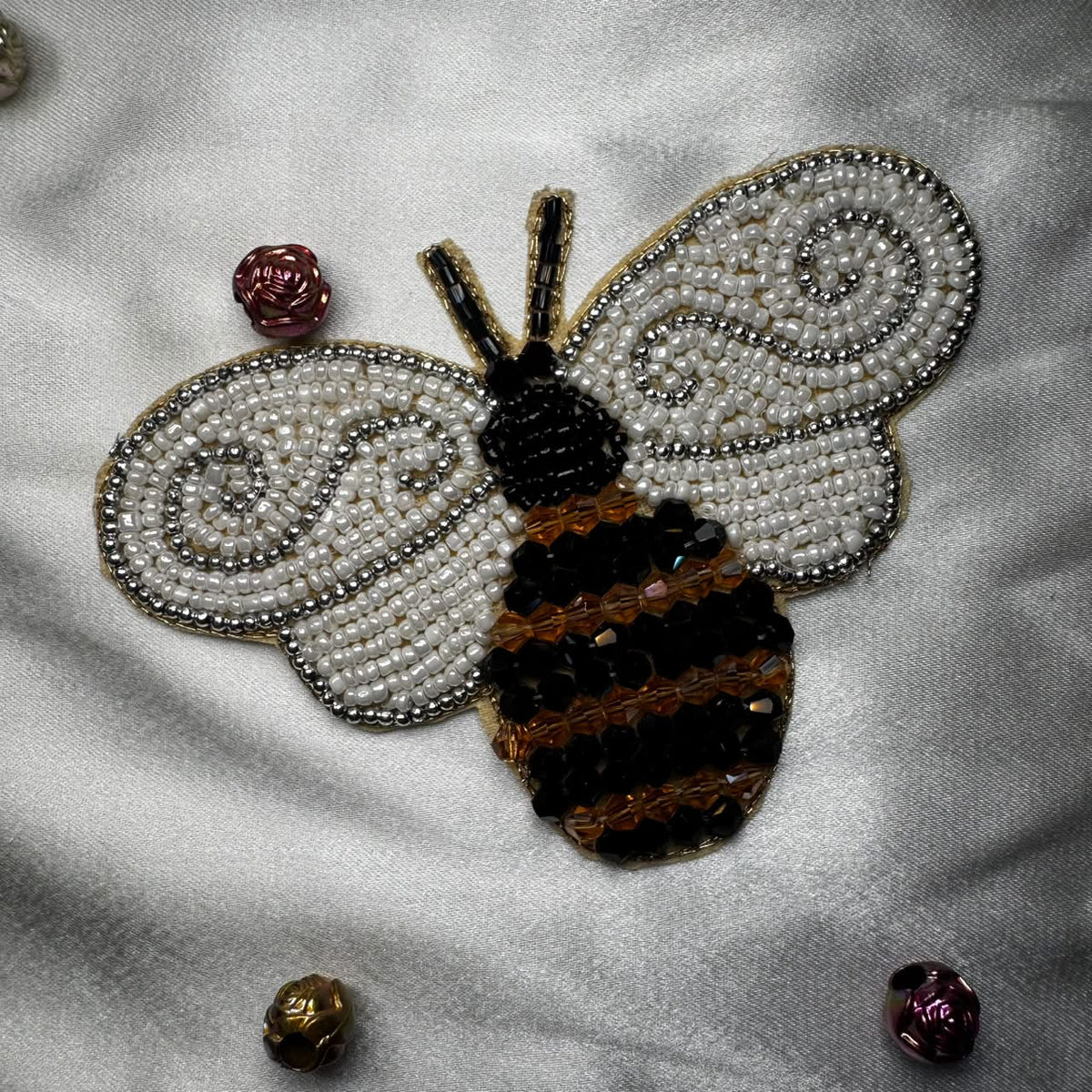 Designer Butterfly Pearl Embroidery Motif Patch