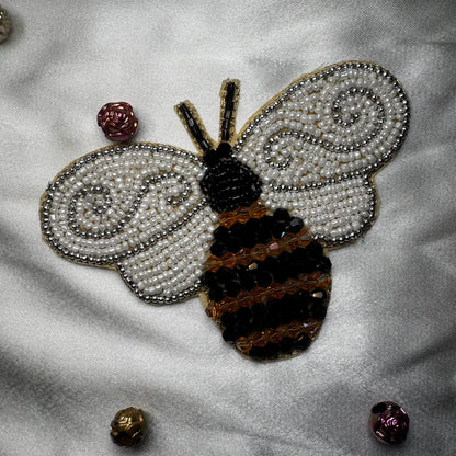 Designer Butterfly Pearl Embroidery Motif Patch