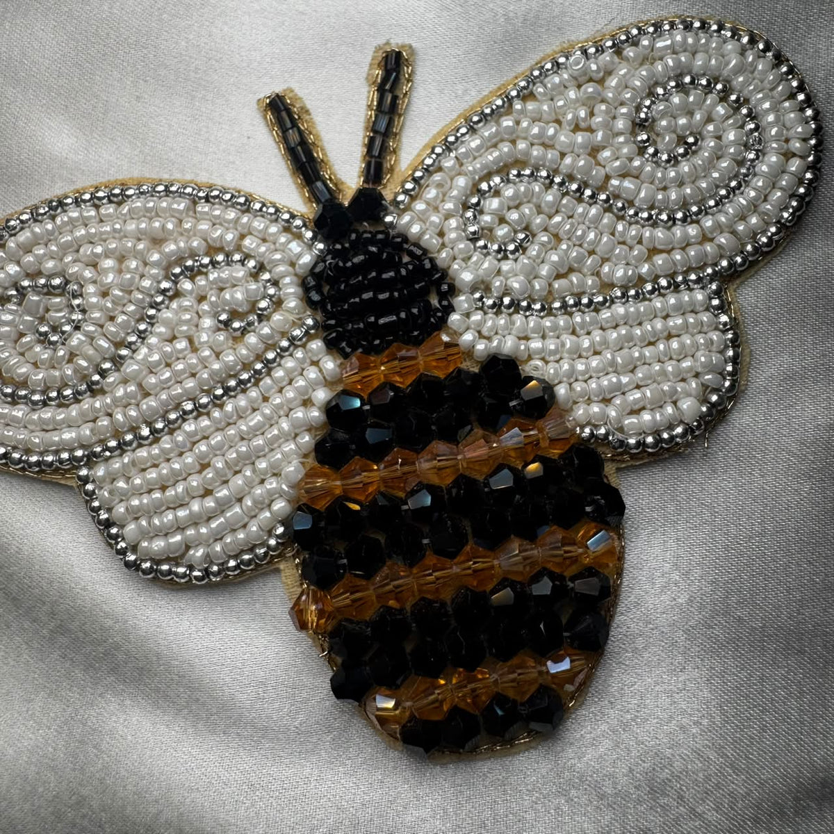 Designer Butterfly Pearl Embroidery Motif Patch
