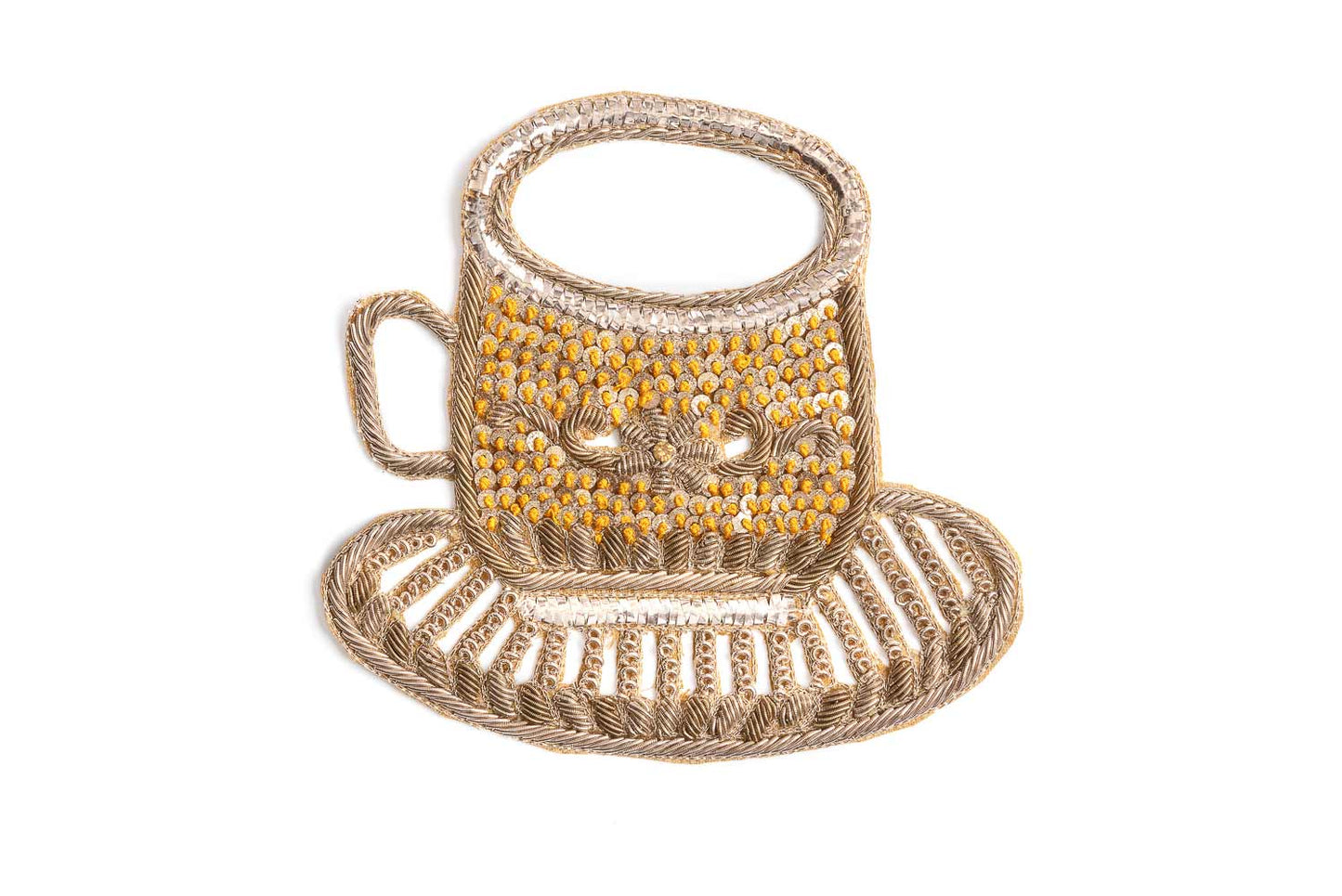 Golden Color Hand Embroidery Patch in Cup Shape (1 Piece)