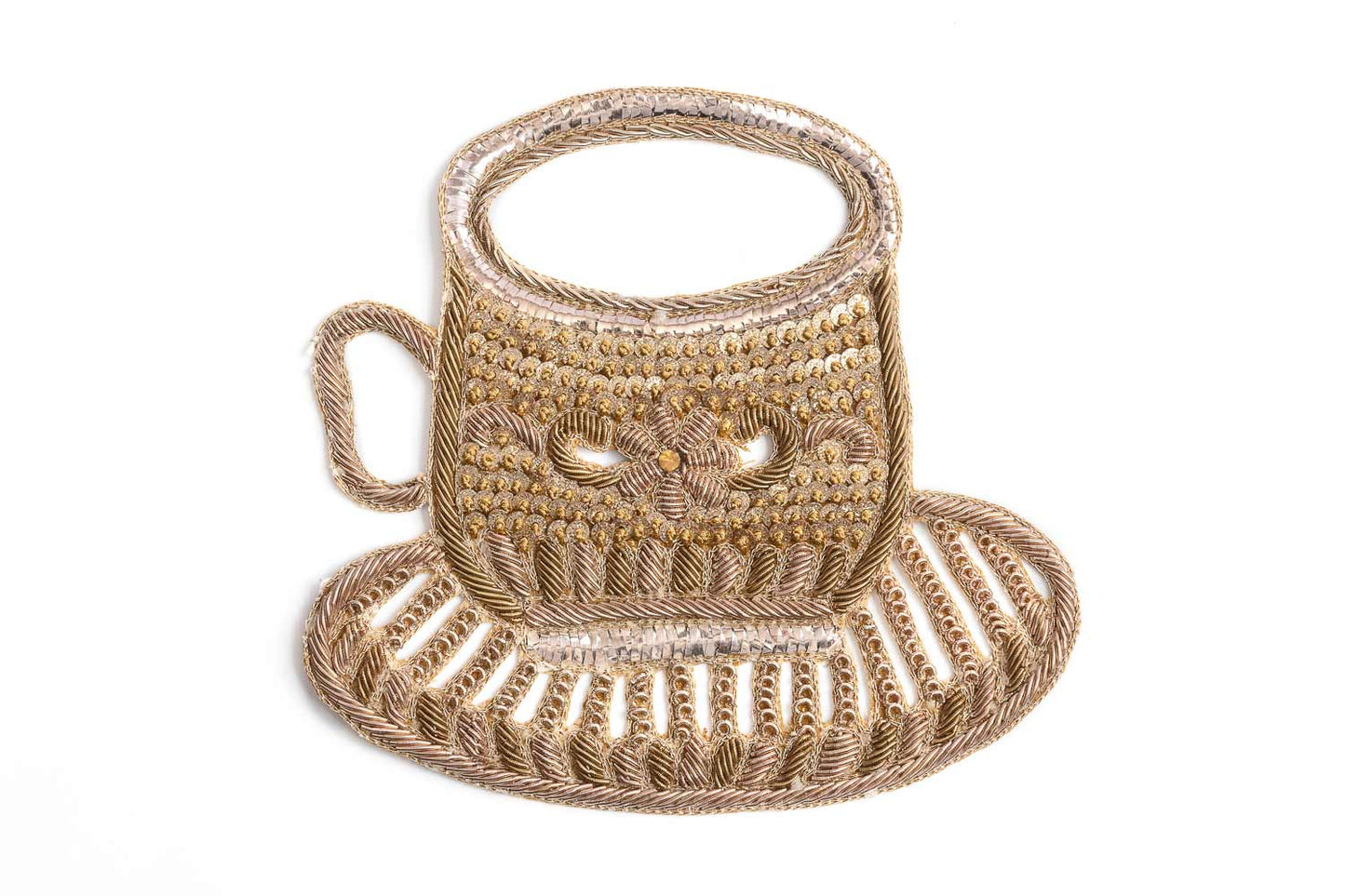 Golden Color Hand Embroidery Patch in Cup Shape (1 Piece)