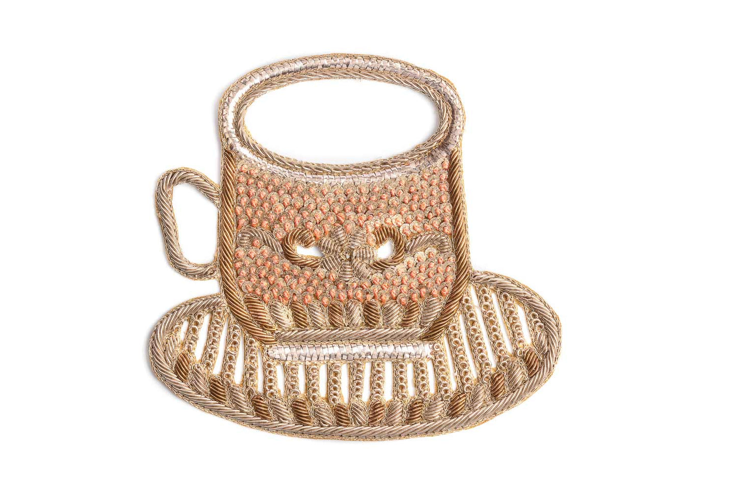 Golden Color Hand Embroidery Patch in Cup Shape (1 Piece)
