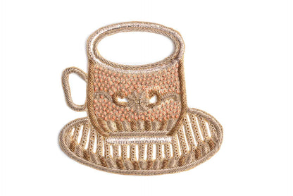 Golden Color Hand Embroidery Patch in Cup Shape (1 Piece)