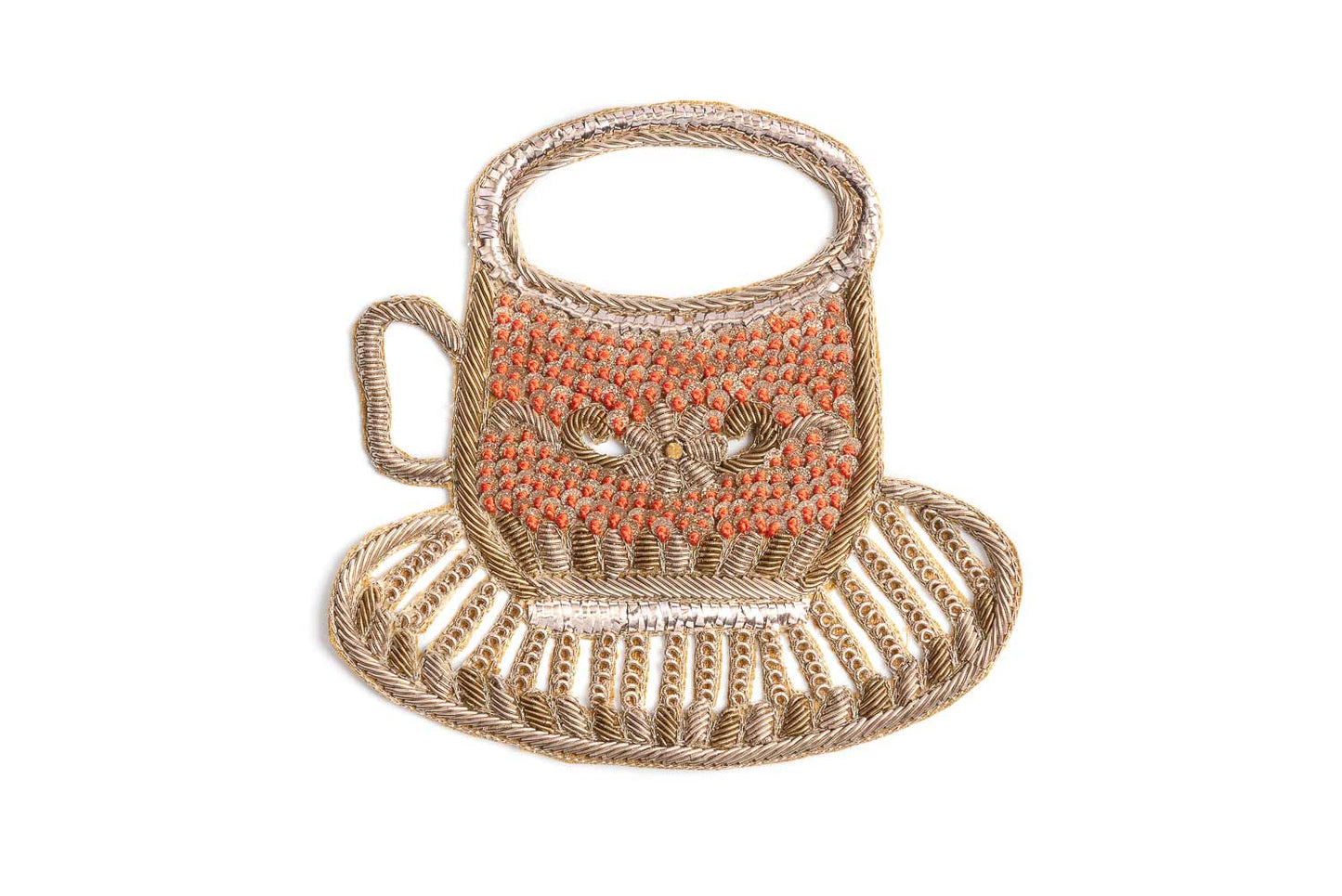 Golden Color Hand Embroidery Patch in Cup Shape (1 Piece)
