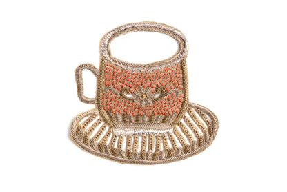 Golden Color Hand Embroidery Patch in Cup Shape (1 Piece)