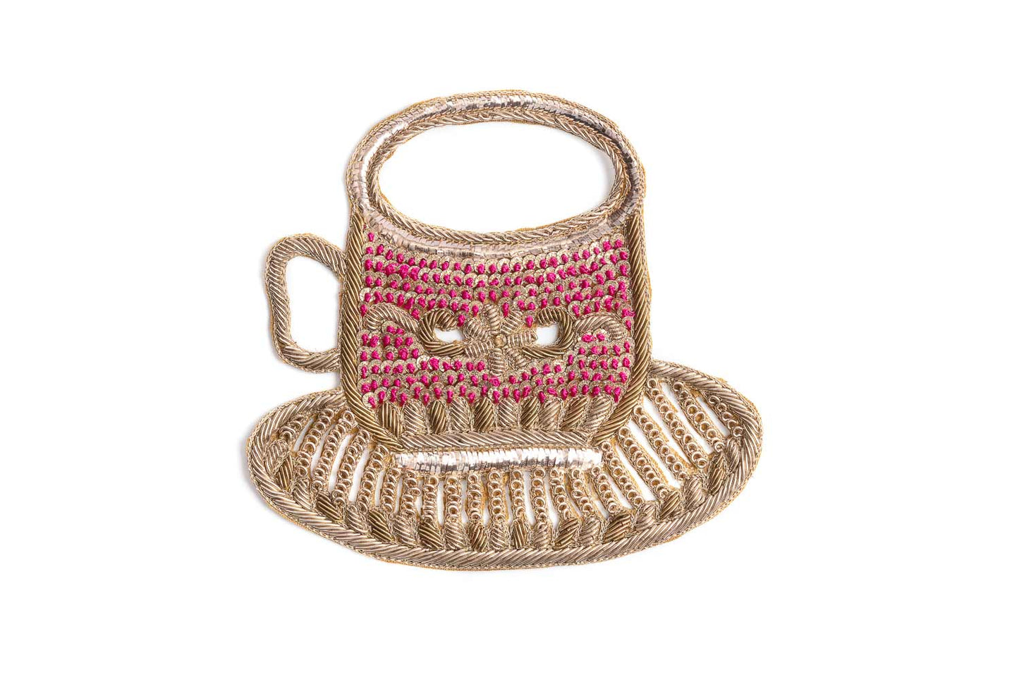 Golden Color Hand Embroidery Patch in Cup Shape (1 Piece)