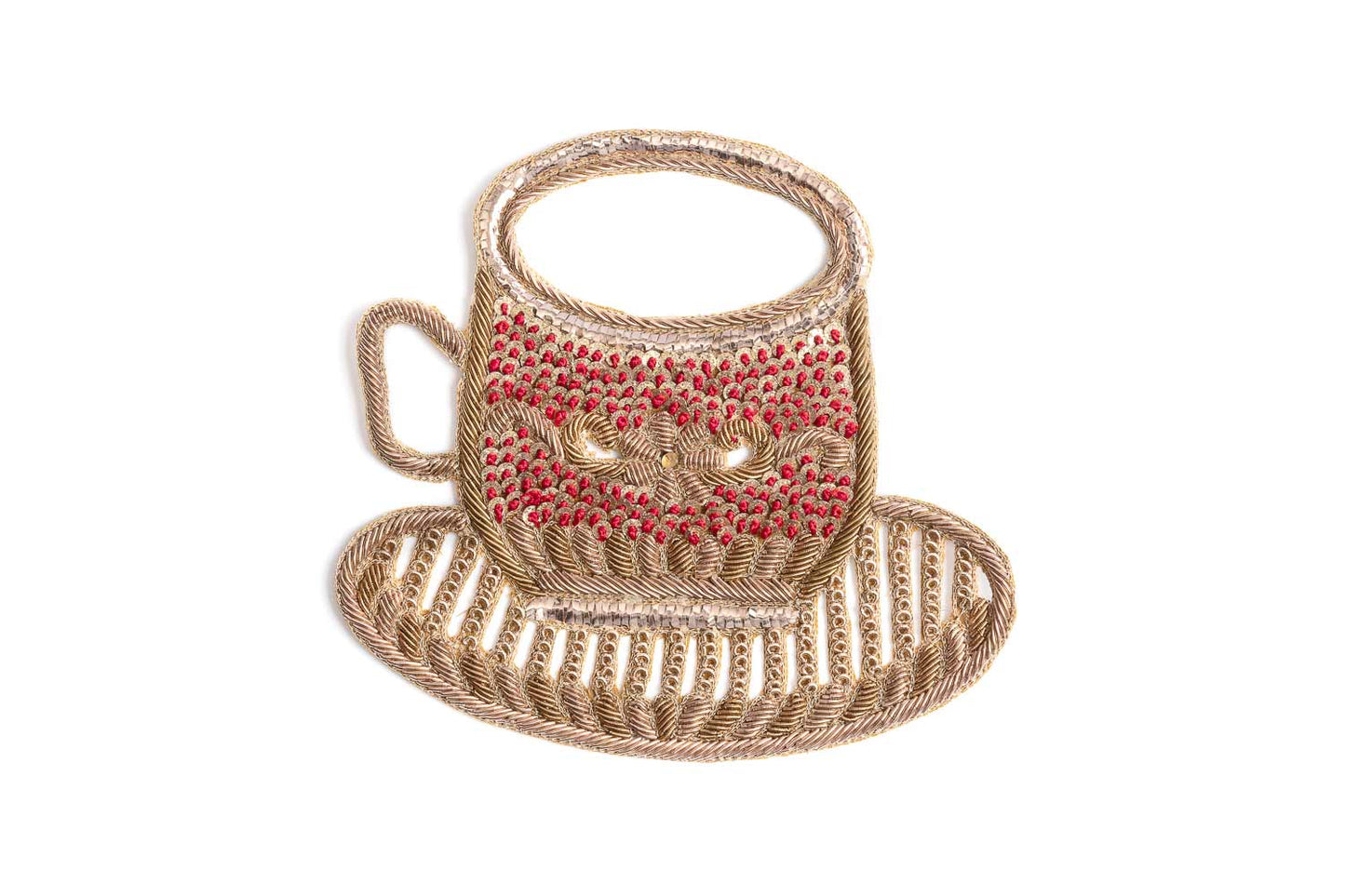 Golden Color Hand Embroidery Patch in Cup Shape (1 Piece)