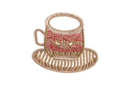 Golden Color Hand Embroidery Patch in Cup Shape (1 Piece)