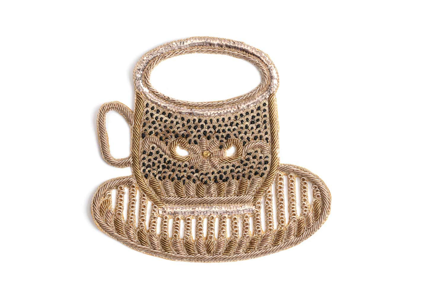 Golden Color Hand Embroidery Patch in Cup Shape (1 Piece)