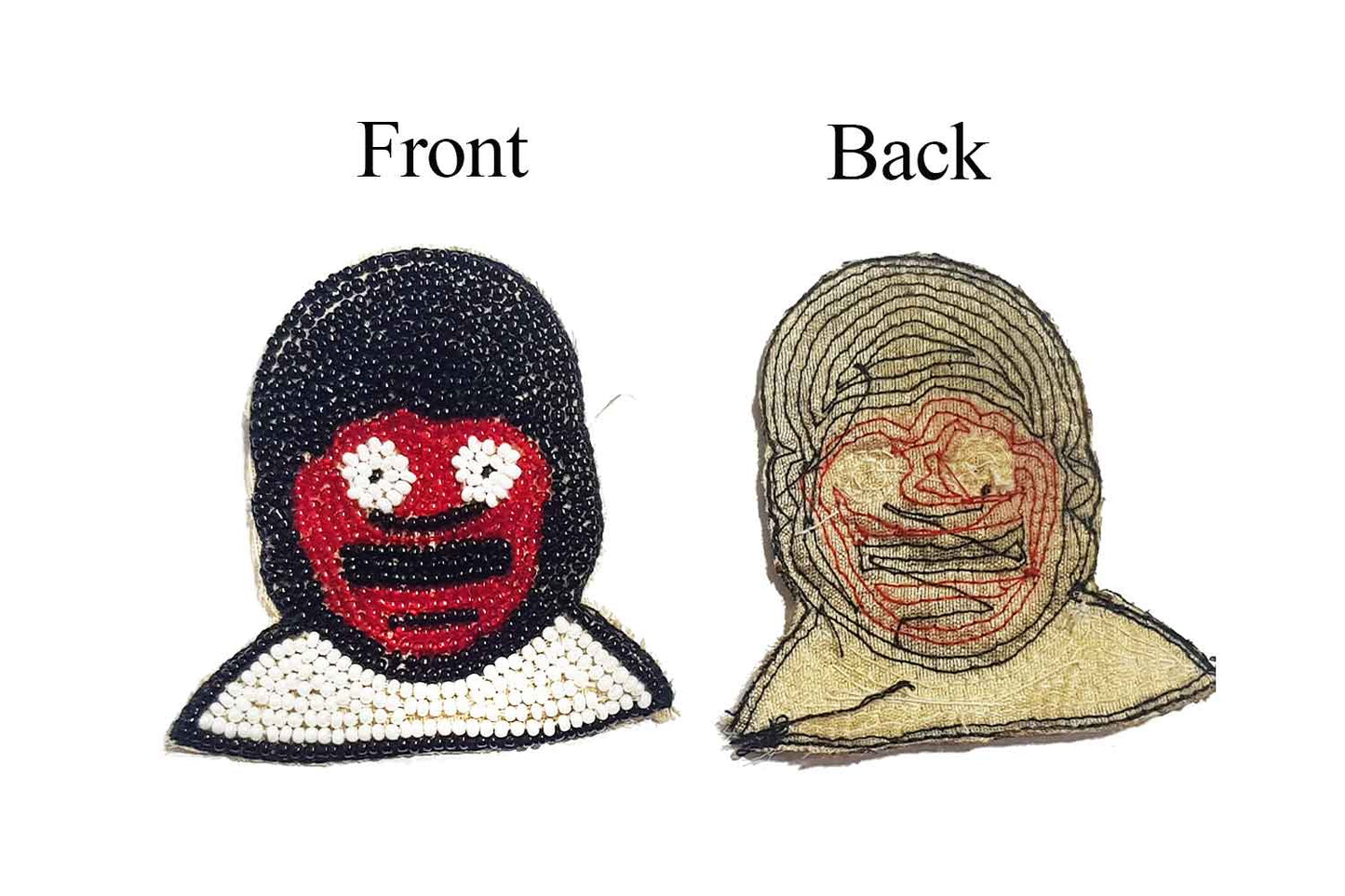 Red Black Face Beads Work Hand Embroidery Patch