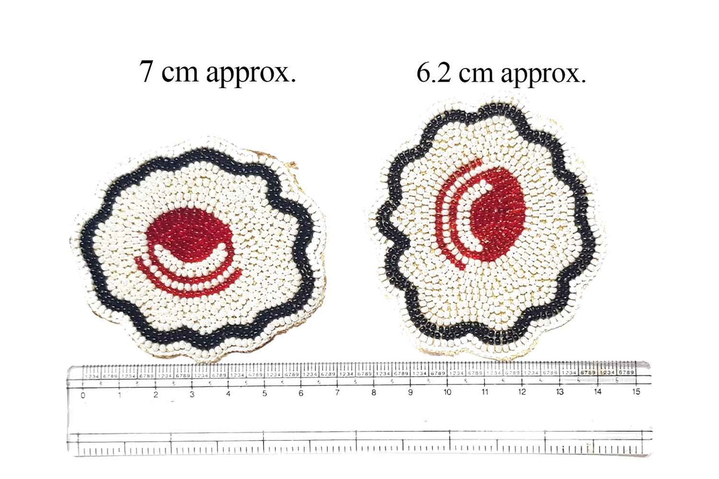 White Color Beads Work Hand Embroidery Patch