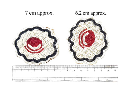 White Color Beads Work Hand Embroidery Patch