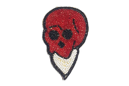 Red Ghost Shape Beads Work Hand Embroidery Patch