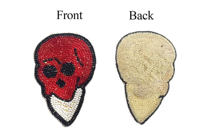Red Ghost Shape Beads Work Hand Embroidery Patch