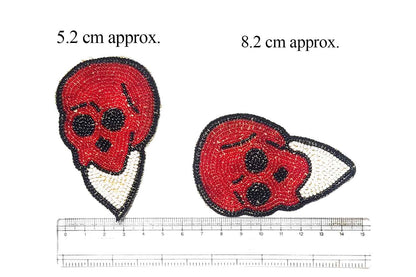 Red Ghost Shape Beads Work Hand Embroidery Patch