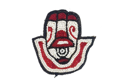Red White Hand Shape Beads Work Hand Embroidery Patch