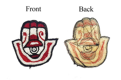 Red White Hand Shape Beads Work Hand Embroidery Patch