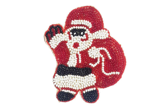Red White Color Santa Clause Shape Beads Work Hand Embroidery Patch
