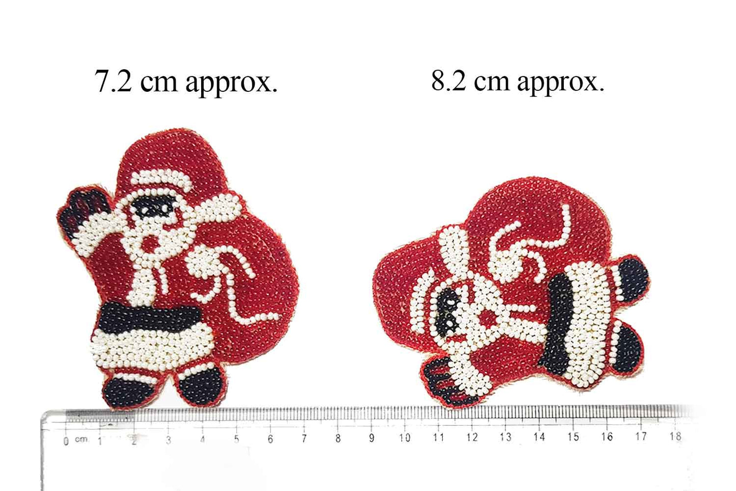 Red White Color Santa Clause Shape Beads Work Hand Embroidery Patch