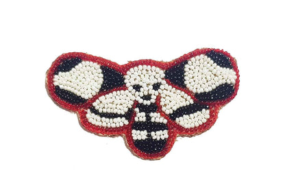 Red White-Black Beads Work Hand Embroidery Patch