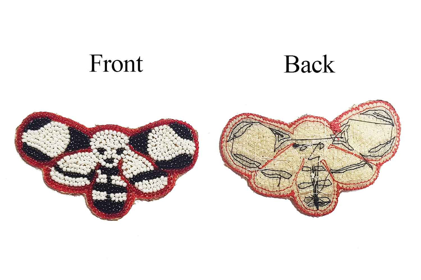 Red White-Black Beads Work Hand Embroidery Patch