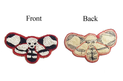 Red White-Black Beads Work Hand Embroidery Patch