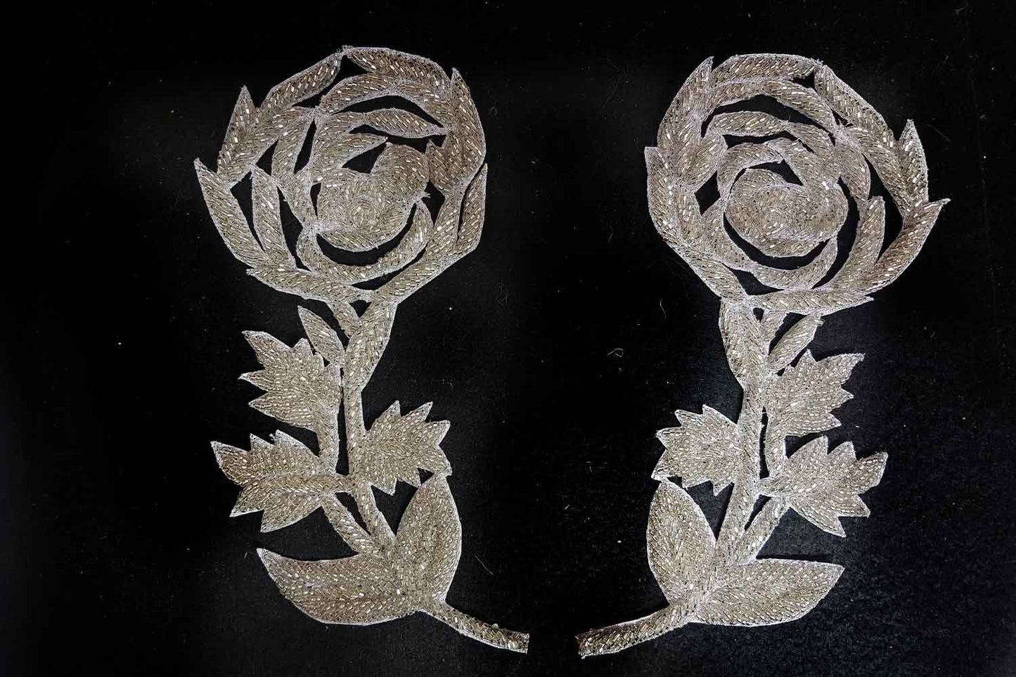 Water Gold Katdana work Rose Shape Patch Package of 2 Pieces