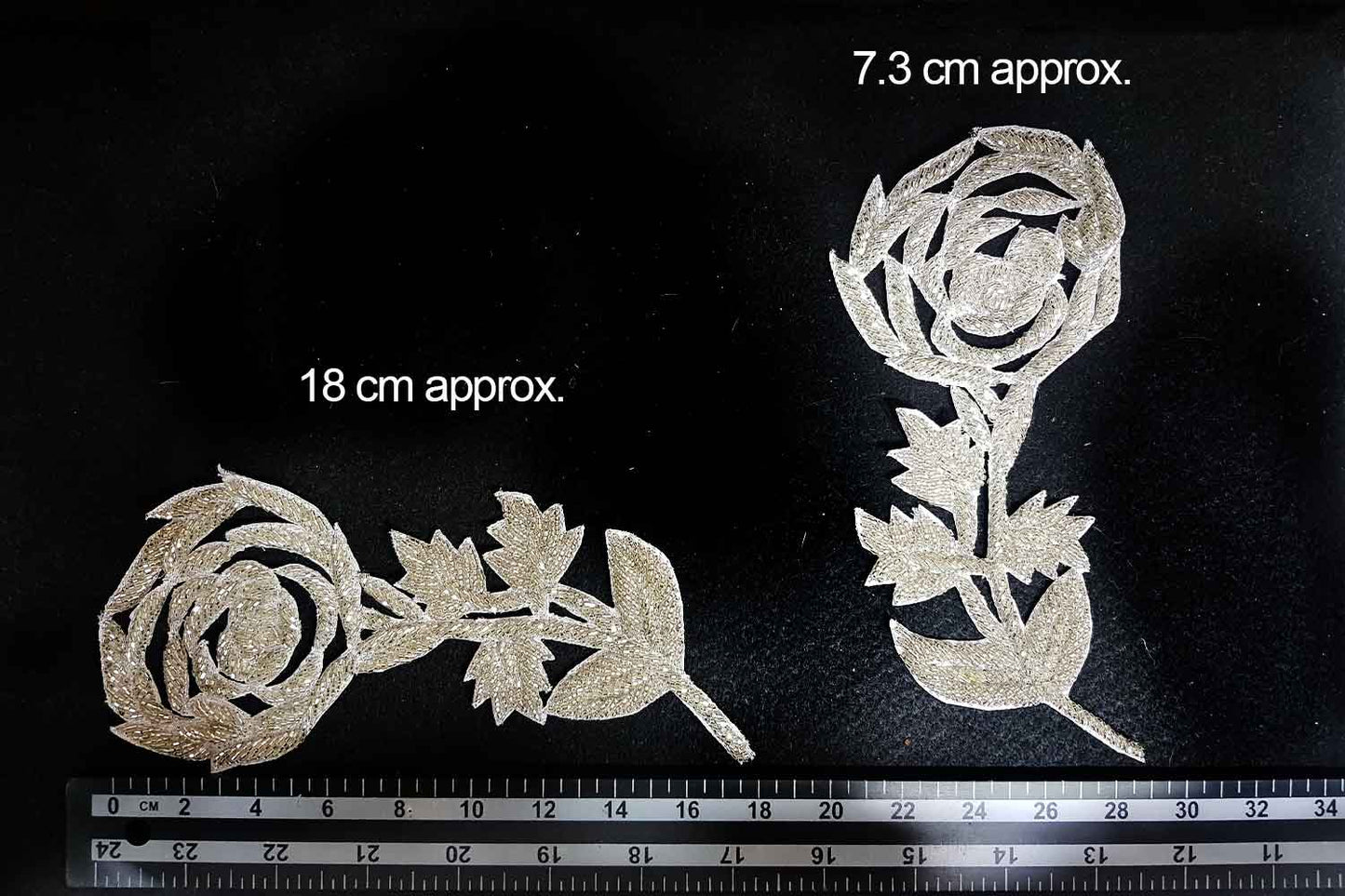 Water Gold Katdana work Rose Shape Patch Package of 2 Pieces