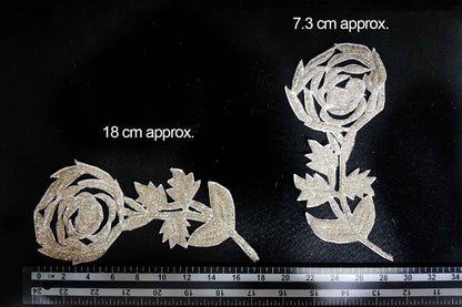 Water Gold Katdana work Rose Shape Patch Package of 2 Pieces