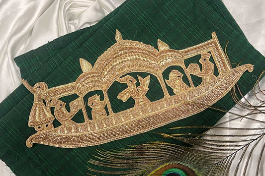 Golden color Dabka work Bridal Doli Handwork Patch