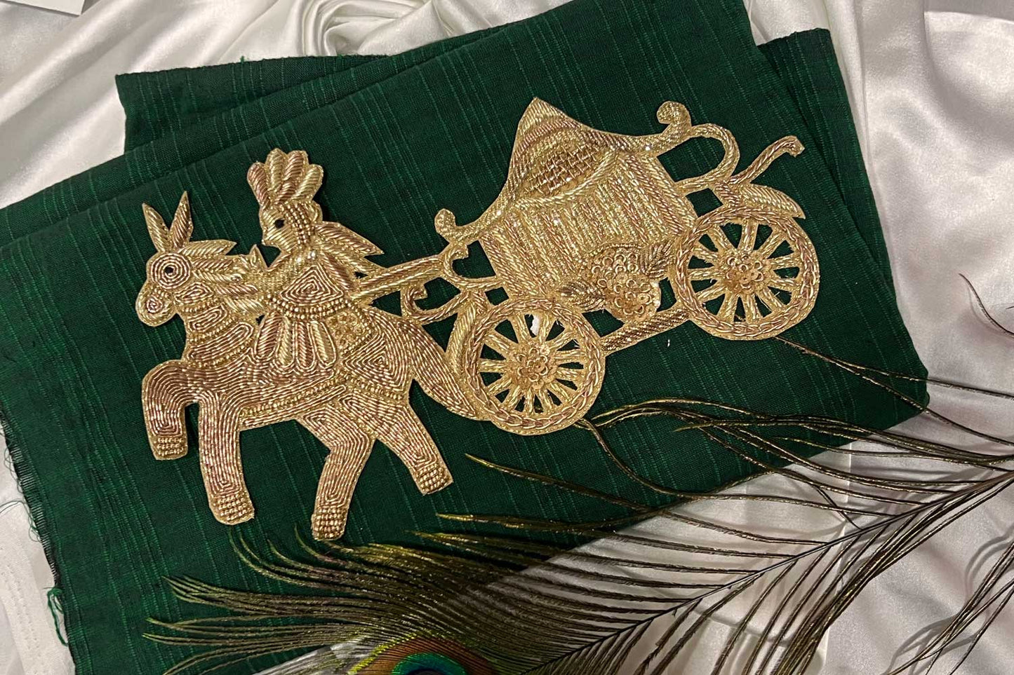 Golden Bridal Rath Patch Hand Embroidery Patch Applique