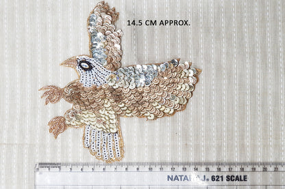 Black Golden Color Sequins work Eagle Design Bird Patch 2 pcs
