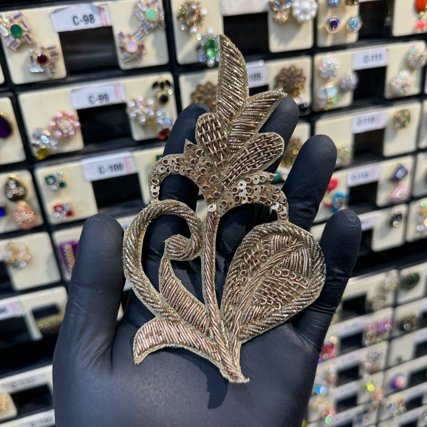 Leaf Patch with Dabka and Sequins Work