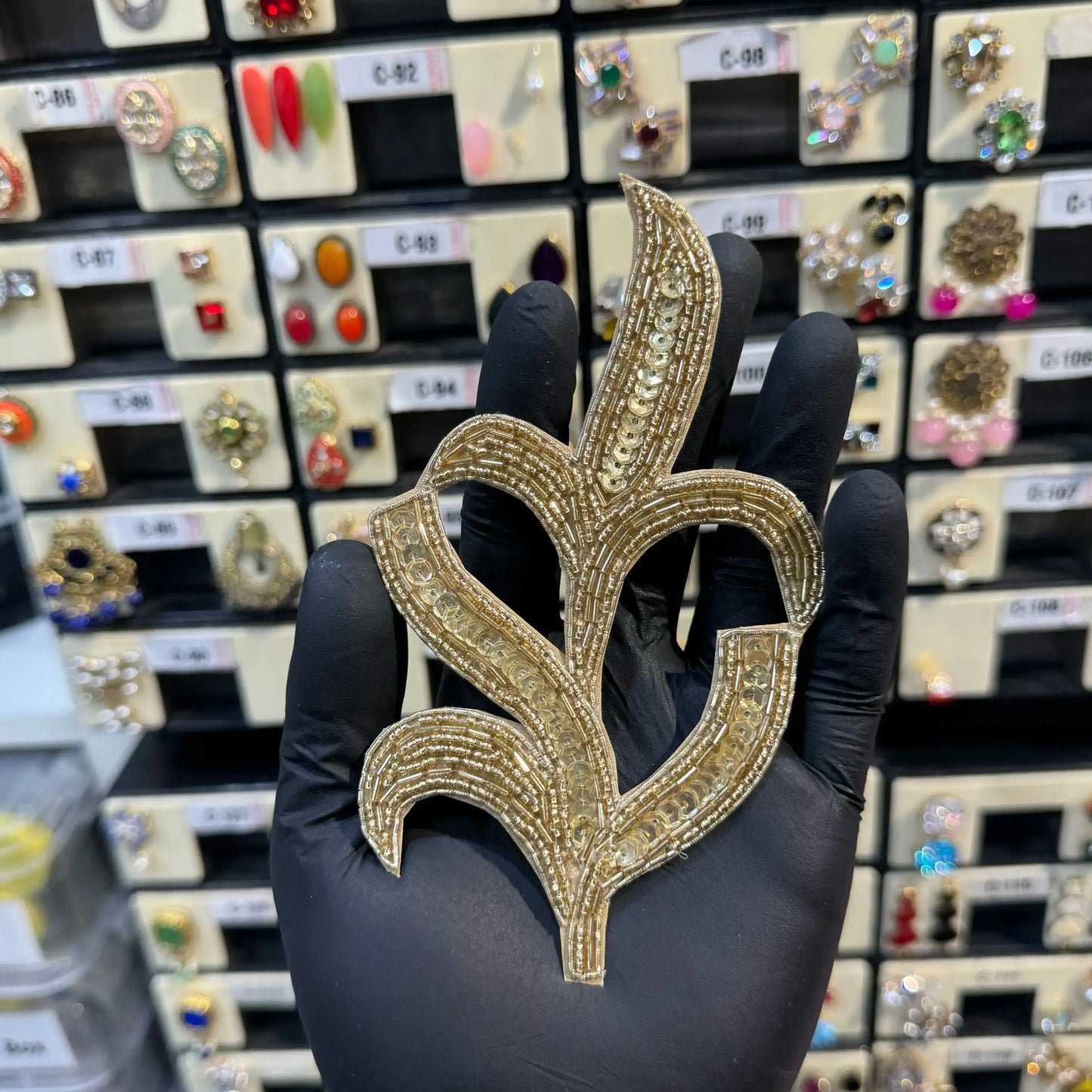 Leaf Patch with Sequins And Cutdana Work