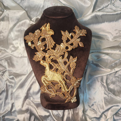 Golden hand embroidery patch 1 piece