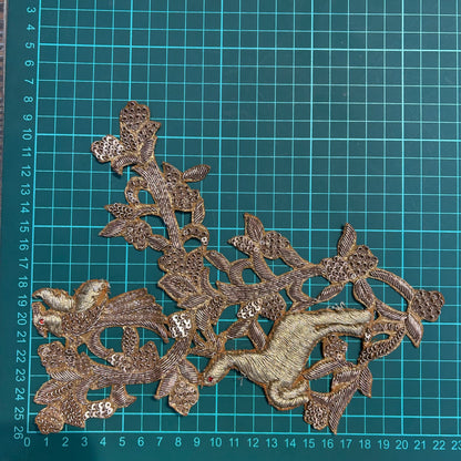 Golden hand embroidery patch 1 piece