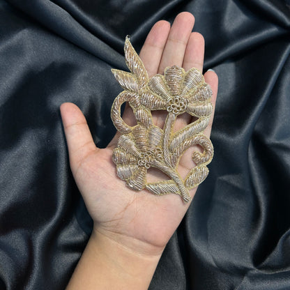 Rose Golden Handwork patch with flower design 1 Piece