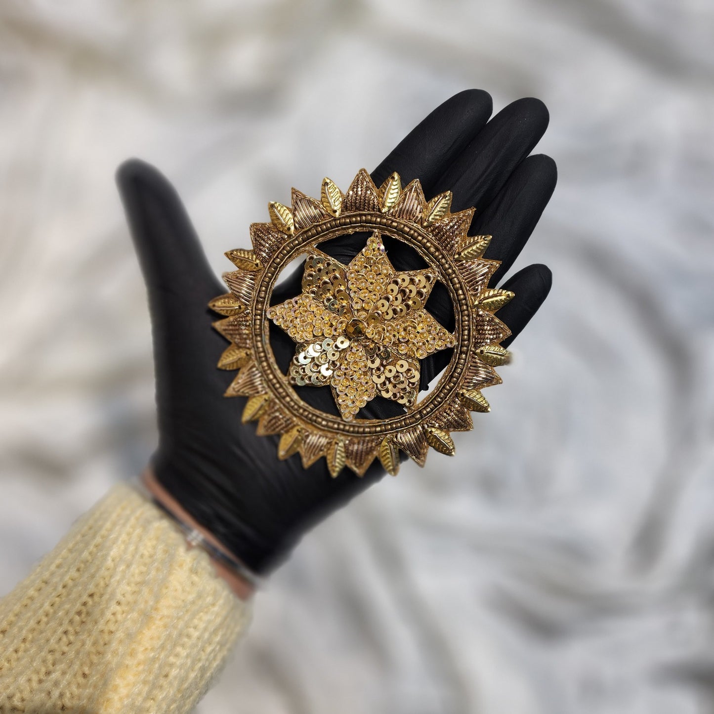 Antique Golden Color Circle shape Handwork Patch