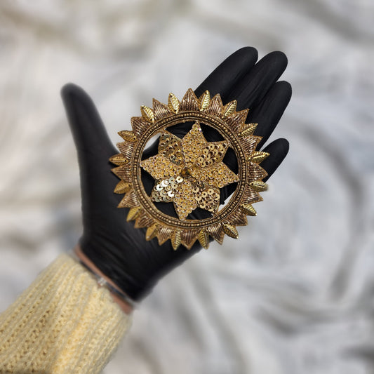 Antique Golden Color Circle shape Handwork Patch