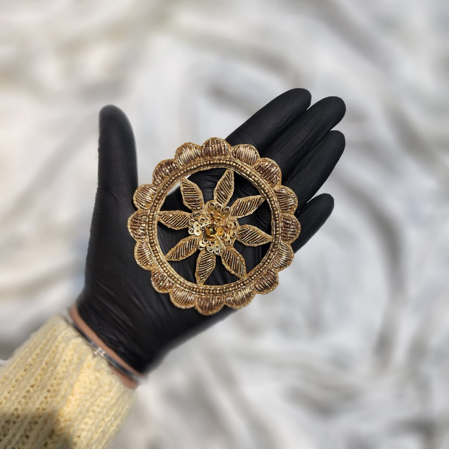 Golden Color Hand Embroidery Patch