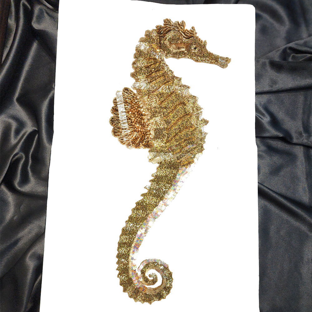 Golden Color Sea Horse Shaped Handwork Patch