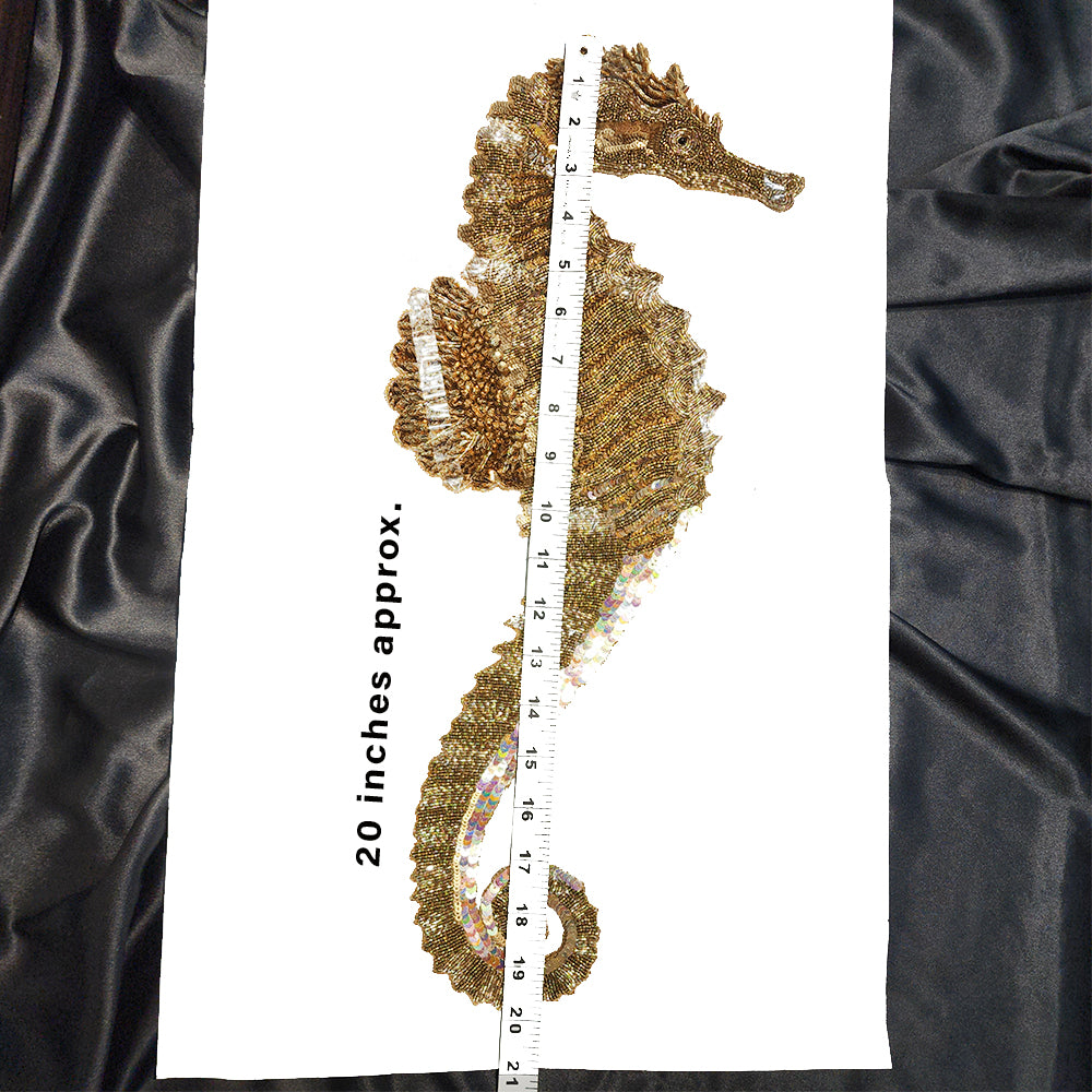 Golden Color Sea Horse Shaped Handwork Patch