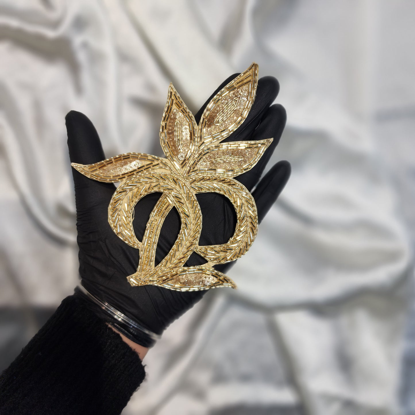 Light Golden Color Nalki work Handwork Patch