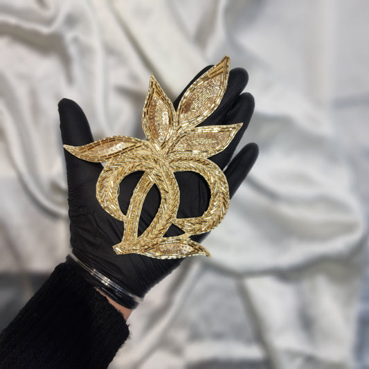 Light Golden Color Nalki work Handwork Patch