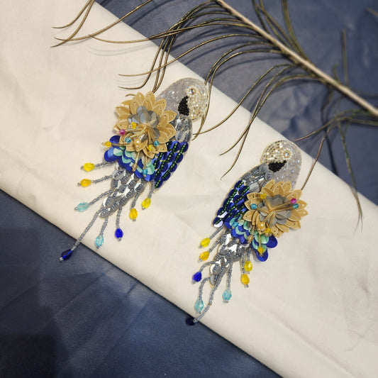 Designer Parrot shaped Hand Embroidered Patch
