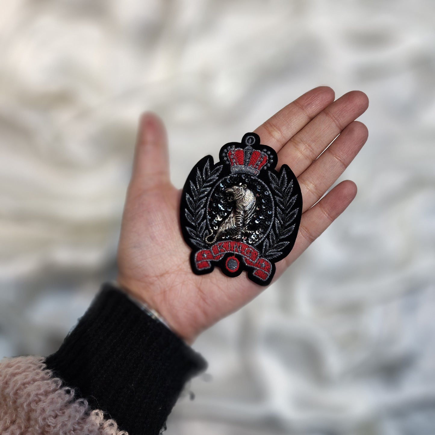 Red Black Lion Design Men Gents Shirt Patch 1 Piece