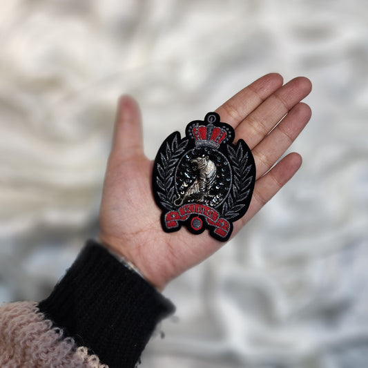 Red Black Lion Design Men Gents Shirt Patch 1 Piece